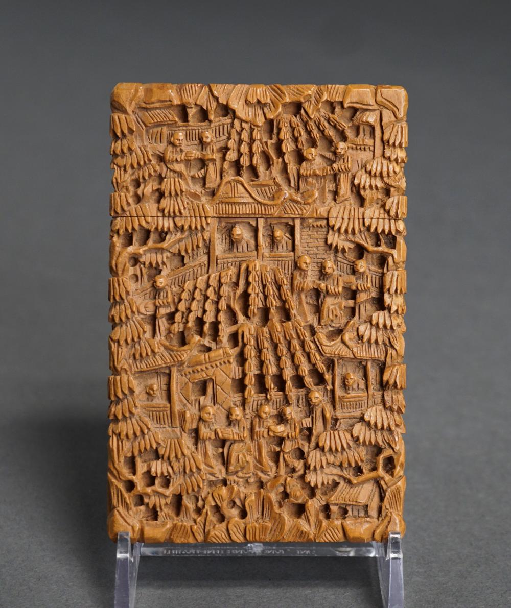 CHINESE CARVED SANDALWOOD CARD