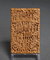 CHINESE CARVED SANDALWOOD CARD