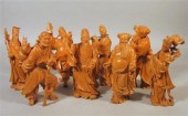 Chinese carved sandalwood set