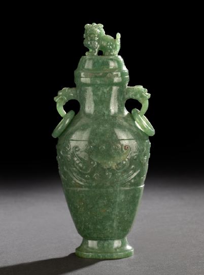 Chinese Carved Serpentine Covered