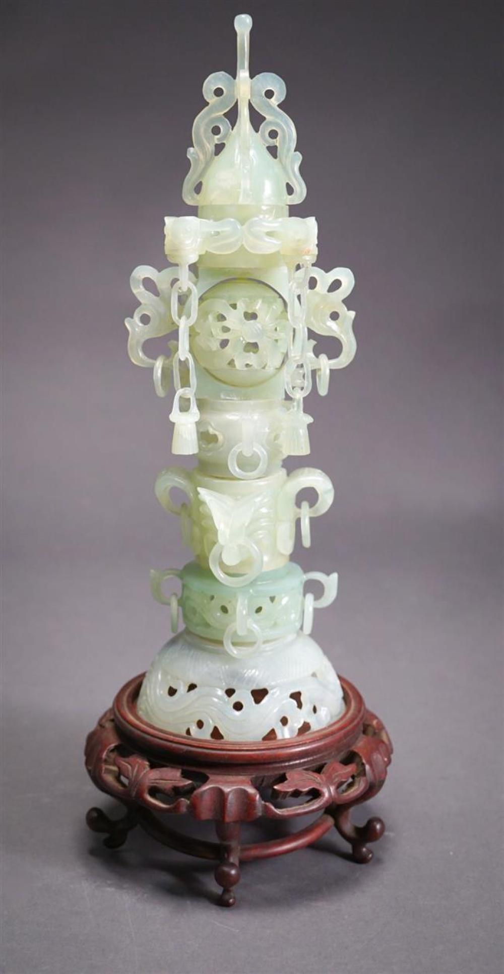 CHINESE CARVED SERPENTINE KORO ON