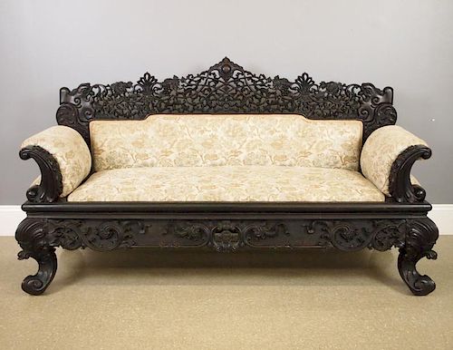 CHINESE CARVED SETTEEA 19th century