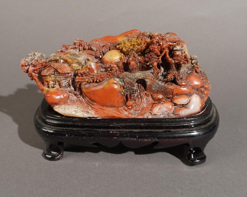 CHINESE CARVED SHOUSHAN STONE ON