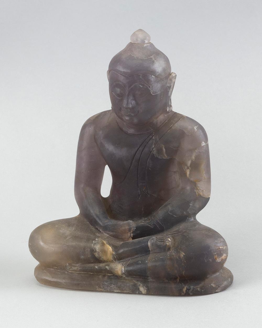 CHINESE CARVED SMOKEY QUARTZ FIGURE