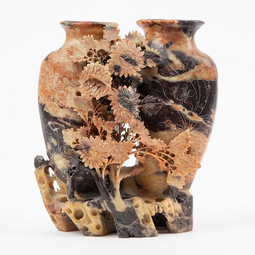 CHINESE CARVED SOAPSTONE DOUBLE