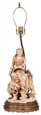 CHINESE CARVED SOAPSTONE GUANY
