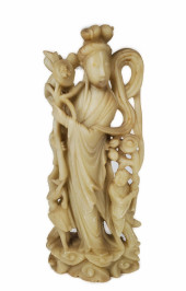 CHINESE CARVED SOAPSTONE QUAN-