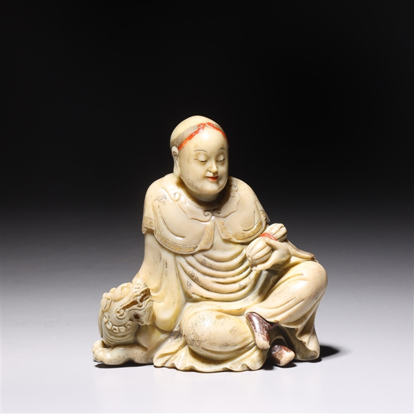 Chinese carved soapstone seated