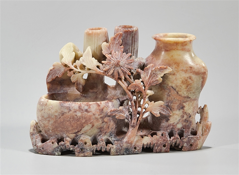 Chinese carved soapstone vase