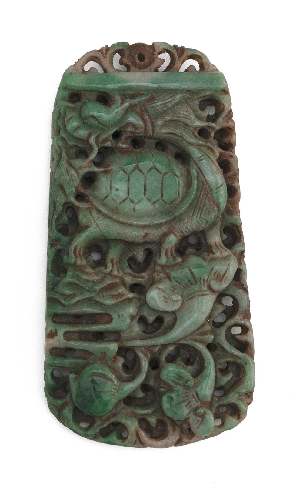 CHINESE CARVED SPINACH GREEN JADE