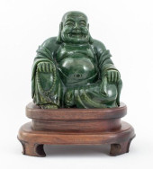 CHINESE CARVED SPINACH JADE BU