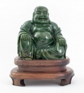 CHINESE CARVED SPINACH JADE BU