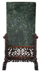 CHINESE CARVED SPINACH JADE OR