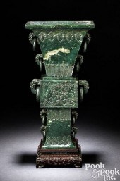 CHINESE CARVED SPINACH JADE UR