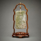 CHINESE CARVED SQUARE JADE AXE