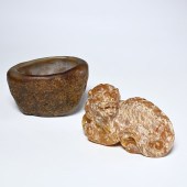 CHINESE CARVED STONE COUPE AND