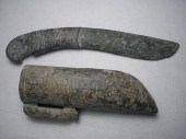 Chinese carved stone dagger wi