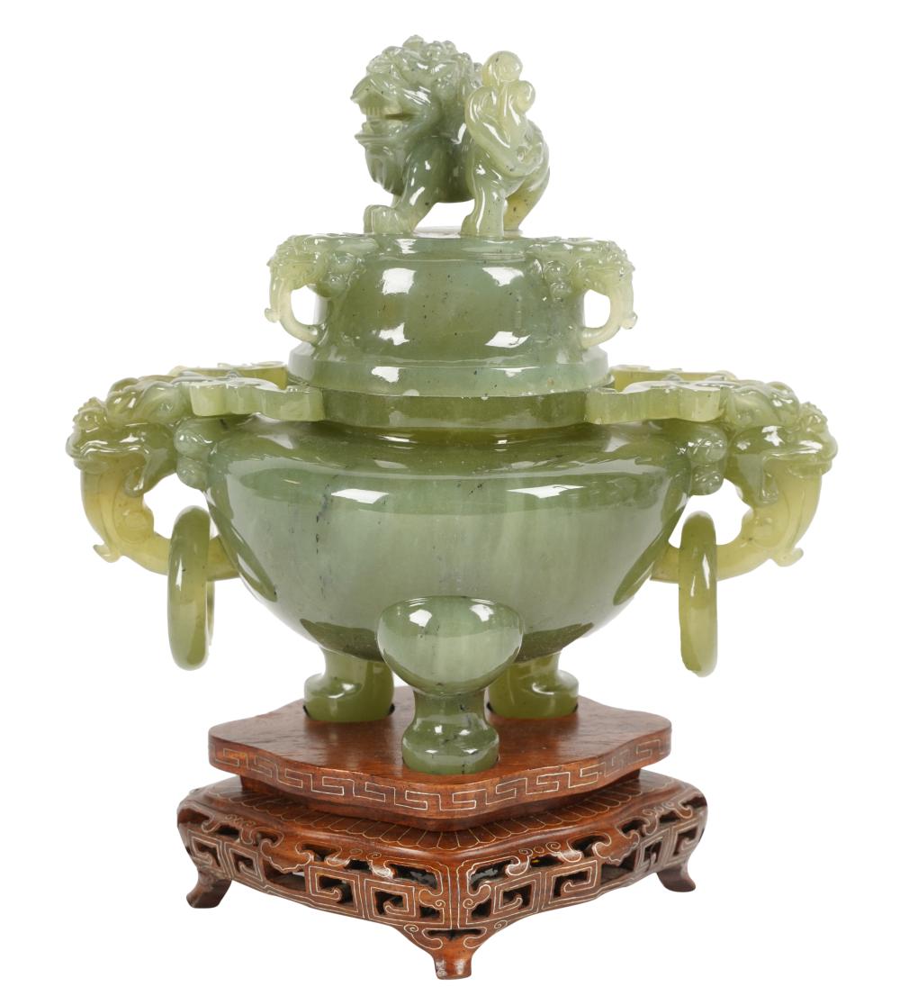 CHINESE CARVED STONE FOO COVERED
