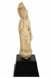 CHINESE CARVED STONE GUAN YIN