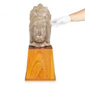CHINESE CARVED STONE HEADMid-2