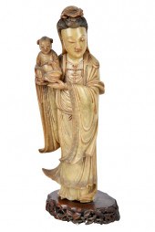 CHINESE CARVED STONE QUAN YIN
