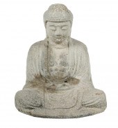 CHINESE CARVED STONE SEATED BU