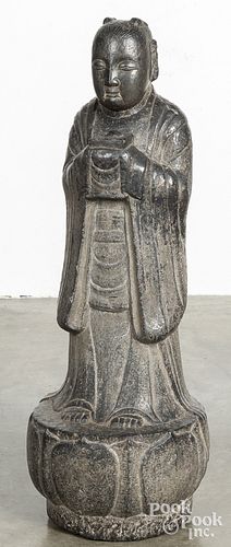 CHINESE CARVED STONE STANDING