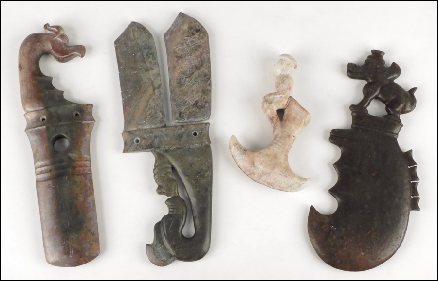 CHINESE CARVED STONE SWORD.