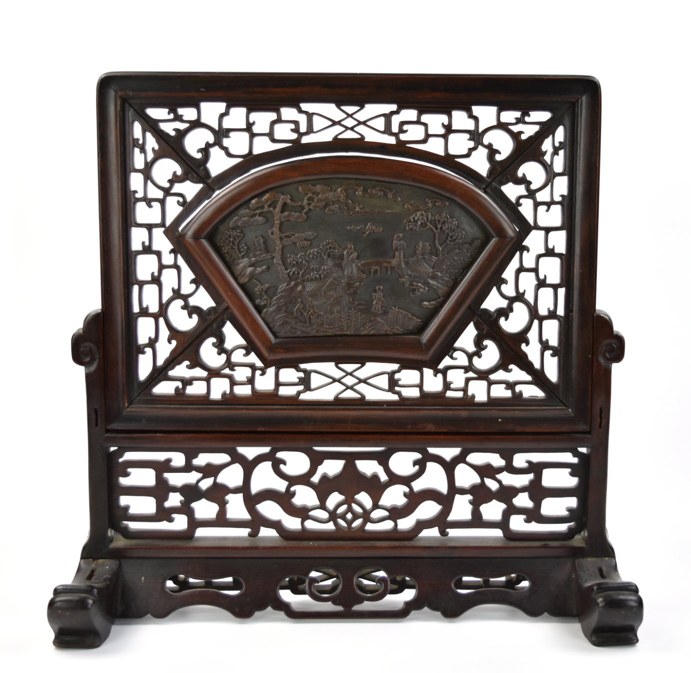 CHINESE CARVED TABLE SCREEN W/ DUAN