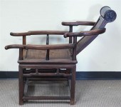 CHINESE CARVED TEAK CHAISE LOU