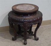 CHINESE CARVED TEAK MARBLE INS