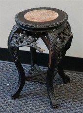 CHINESE CARVED TEAK MARBLE INS