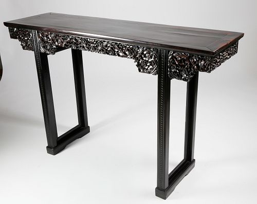 CHINESE CARVED TEAK WOOD ALTAR