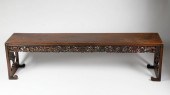 CHINESE CARVED TEAK WOOD BENCH