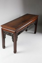 CHINESE CARVED TEAK WOOD LOW T
