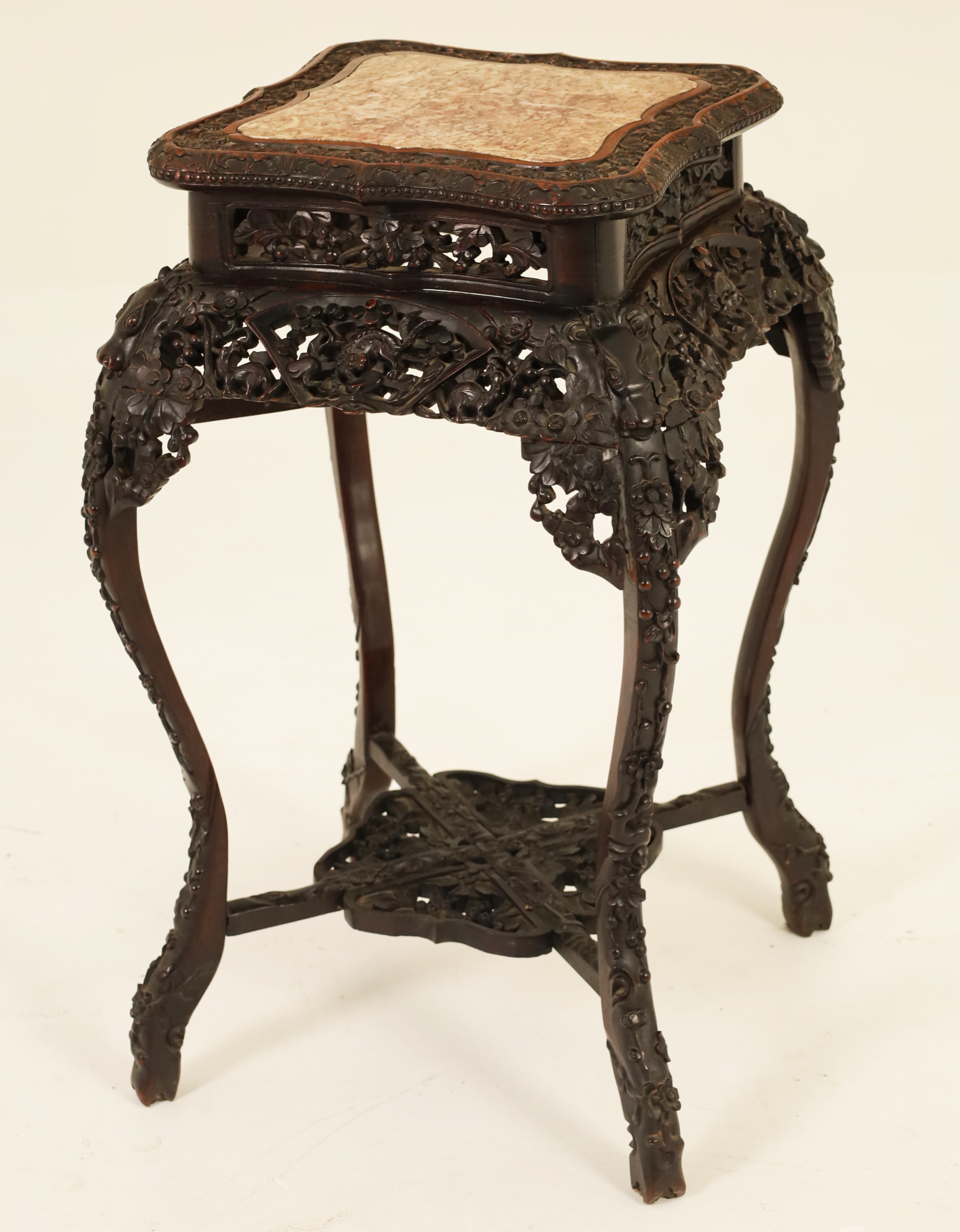 CHINESE CARVED TEAKWOOD M/TOP