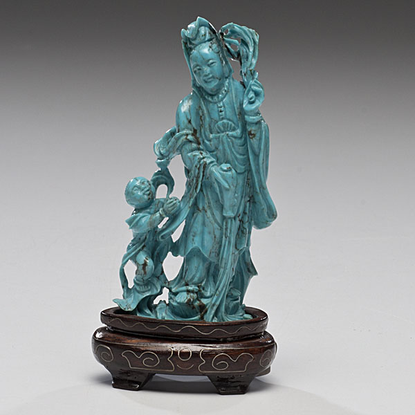 Chinese Carved Turquoise Guanyin