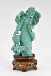 CHINESE CARVED TURQUOISE MAIDE