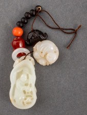 CHINESE CARVED WHITE & BROWN J