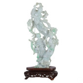 CHINESE CARVED WHITE JADE GUAN