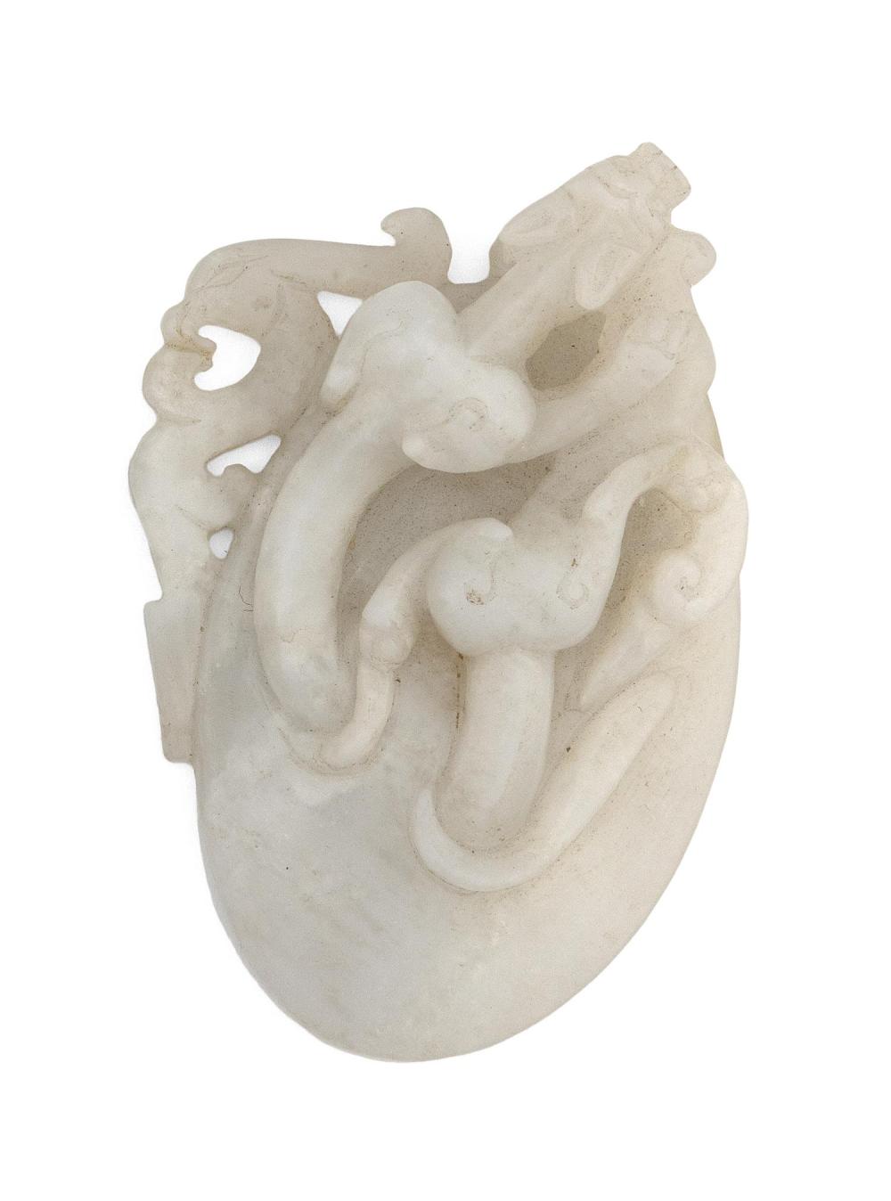CHINESE CARVED WHITE JADE PLAQUE