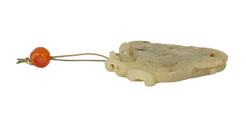 CHINESE CARVED WHITE JADE TOGGLE