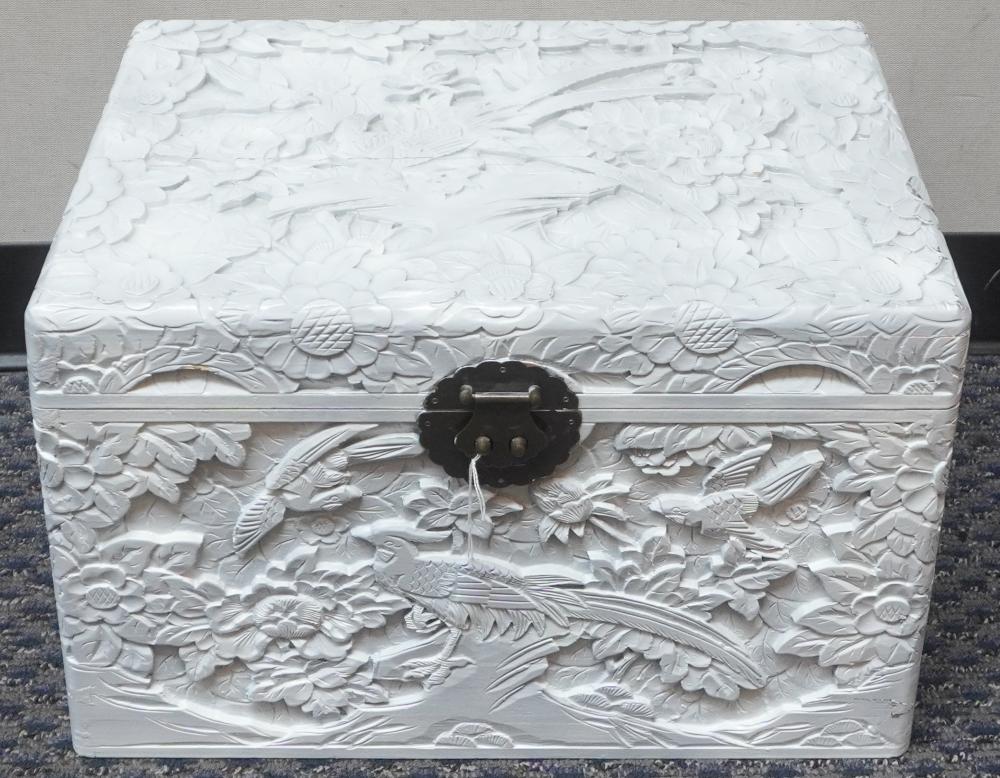CHINESE CARVED WHITE PAINTED