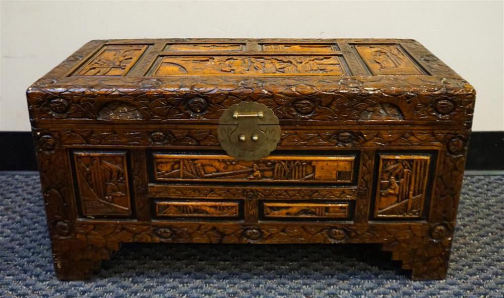 CHINESE CARVED WOOD AND CEDAR LINED
