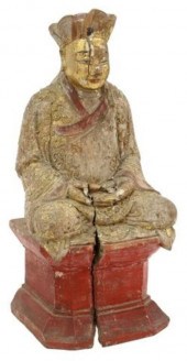 CHINESE CARVED WOOD BUDDHIST T