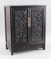 CHINESE CARVED WOOD CURIO CABI