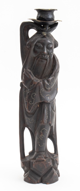 CHINESE CARVED WOOD FIGURAL