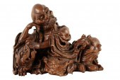 CHINESE CARVED WOOD FIGURAL GR