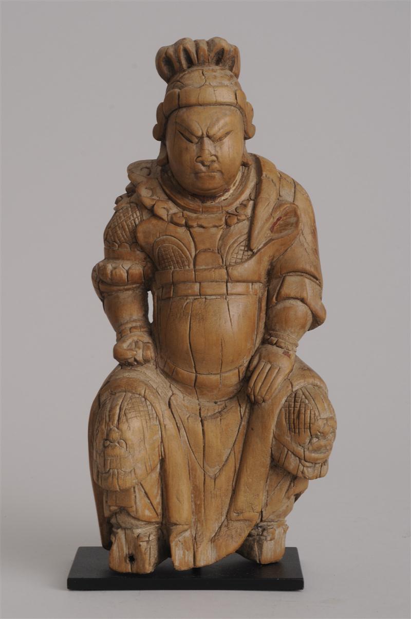 CHINESE CARVED WOOD FIGURE OF A