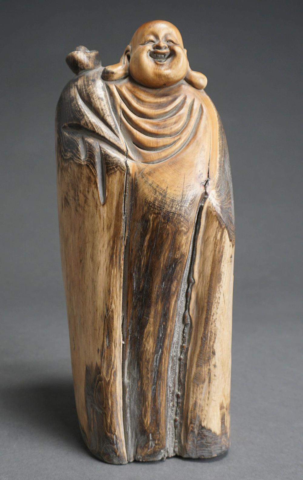 CHINESE CARVED WOOD FIGURE OF